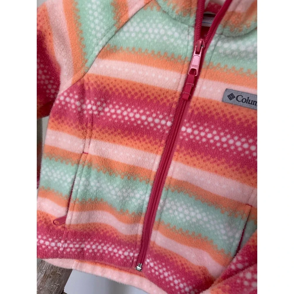 Columbia Girls' Benton Springs II Printed Fleece Pastel‎ stripe jacket XXS 4-5